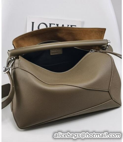 Super Quality Loewe Puzzle Medium Bag in Litchi-Grained Calfskin 3002B Winter Brown 2024