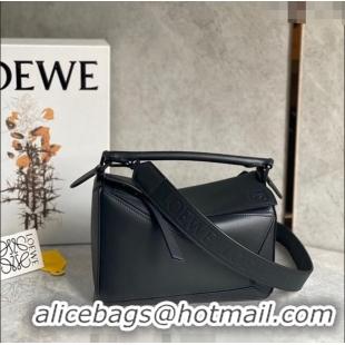 Buy Cheap Loewe Small Puzzle bag in Satin Calfskin with Wide Leather Strap L2073 Black 2024