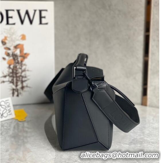 Buy Cheap Loewe Small Puzzle bag in Satin Calfskin with Wide Leather Strap L2073 Black 2024