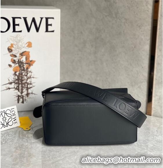 Buy Cheap Loewe Small Puzzle bag in Satin Calfskin with Wide Leather Strap L2073 Black 2024