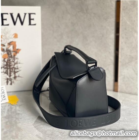 Buy Cheap Loewe Small Puzzle bag in Satin Calfskin with Wide Leather Strap L2073 Black 2024