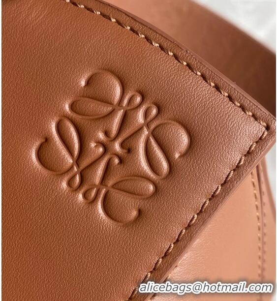 Top Quality Loewe Small Puzzle bag in Satin Calfskin with Wide Leather Strap L2073 Caramel Brown 2024