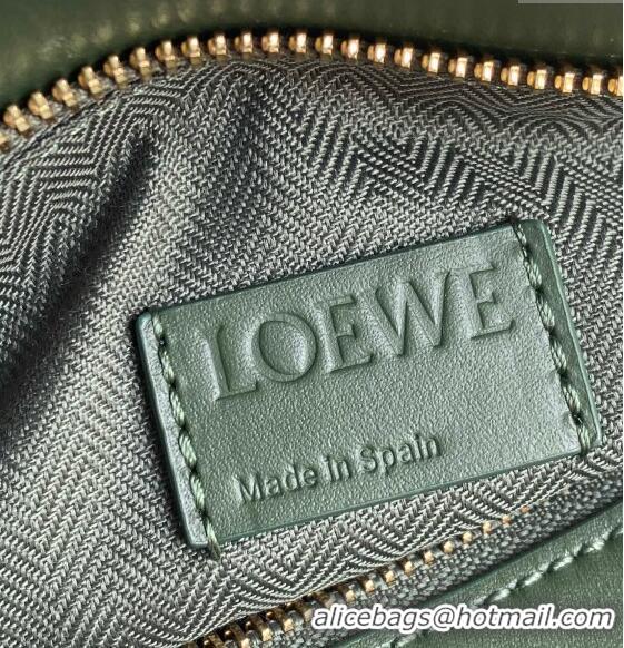 Buy Discount Loewe Small Puzzle bag in Satin Calfskin with Wide Leather Strap L2073 Bottle Green 2024