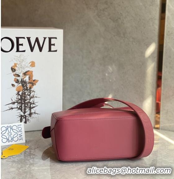 Top Quality Loewe Small Puzzle bag in Satin Calfskin with Wide Leather Strap L2073 Rose Pink 2024