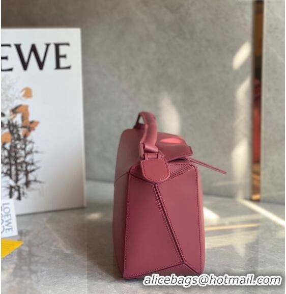 Top Quality Loewe Small Puzzle bag in Satin Calfskin with Wide Leather Strap L2073 Rose Pink 2024