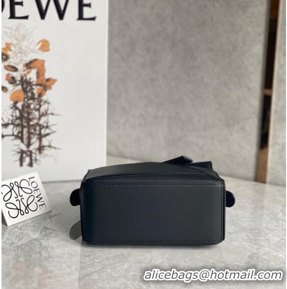 Good Product Loewe Mini Puzzle bag in Satin Calfskin with Wide Leather Strap L2074 Black 2024