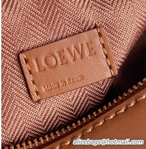 Most Popular Loewe Mini Puzzle bag in Satin Calfskin with Wide Leather Strap L2074 Caramel Brown 2024