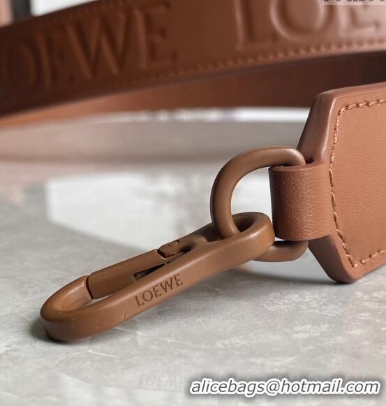 Most Popular Loewe Mini Puzzle bag in Satin Calfskin with Wide Leather Strap L2074 Caramel Brown 2024