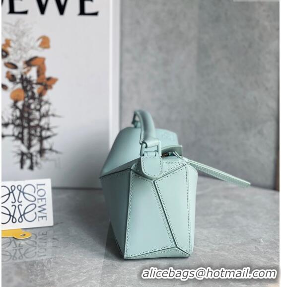 Low Cost Loewe Mini Puzzle bag in Satin Calfskin with Wide Leather Strap L2074 Blue Iceberg 2024