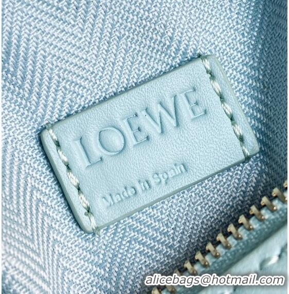 Low Cost Loewe Mini Puzzle bag in Satin Calfskin with Wide Leather Strap L2074 Blue Iceberg 2024