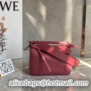 Super Quality Loewe Mini Puzzle bag in Satin Calfskin with Wide Leather Strap L2074 Rose Pink 2024