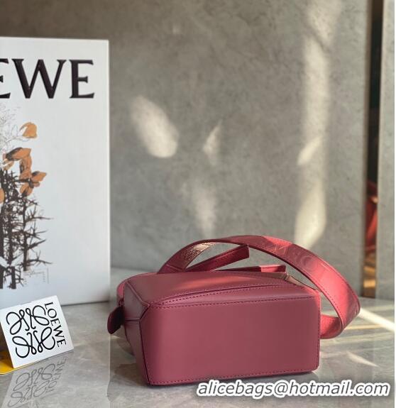 Super Quality Loewe Mini Puzzle bag in Satin Calfskin with Wide Leather Strap L2074 Rose Pink 2024