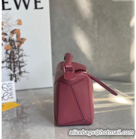 Super Quality Loewe Mini Puzzle bag in Satin Calfskin with Wide Leather Strap L2074 Rose Pink 2024