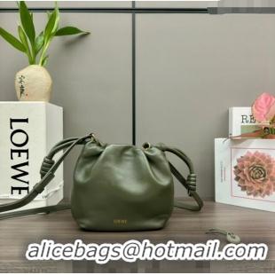 Trendy Design Loewe Mini Flamenco Purse bag in mellow nappa lambskin 262333 Dark Green 2024