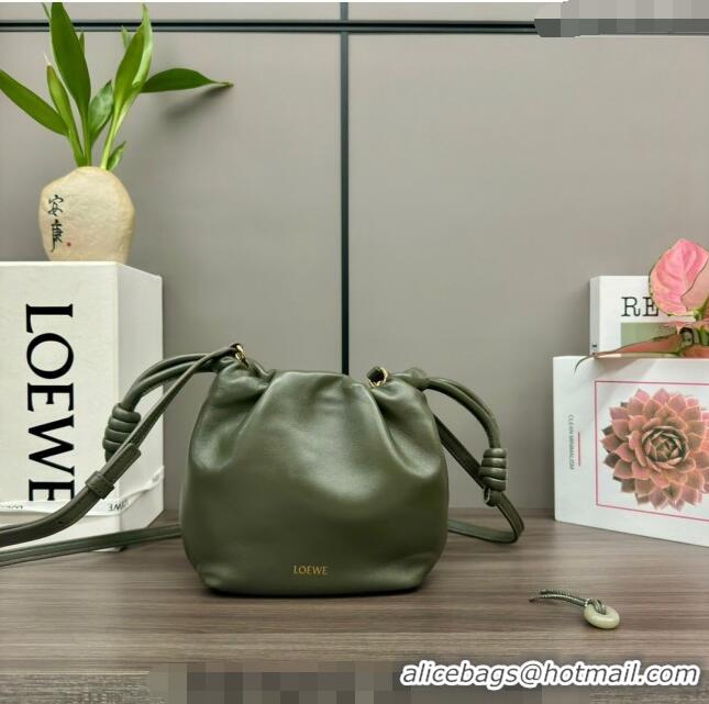 Trendy Design Loewe Mini Flamenco Purse bag in mellow nappa lambskin 262333 Dark Green 2024