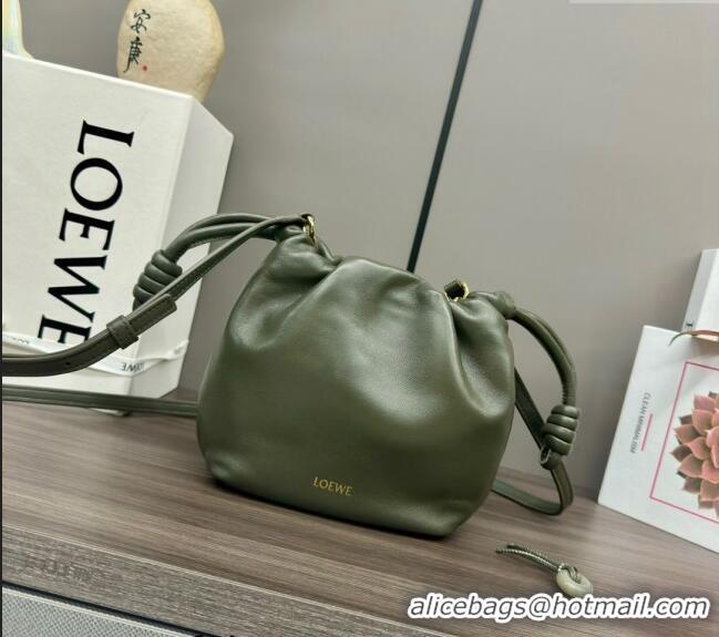 Trendy Design Loewe Mini Flamenco Purse bag in mellow nappa lambskin 262333 Dark Green 2024