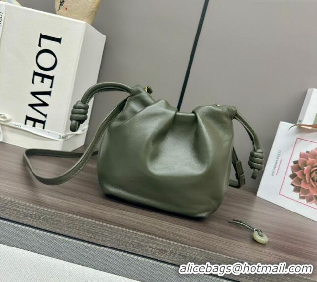 Trendy Design Loewe Mini Flamenco Purse bag in mellow nappa lambskin 262333 Dark Green 2024