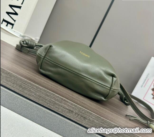 Trendy Design Loewe Mini Flamenco Purse bag in mellow nappa lambskin 262333 Dark Green 2024