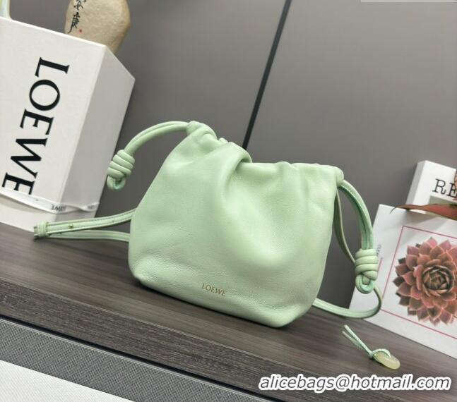 Top Quality Loewe Mini Flamenco Purse bag in mellow nappa lambskin 262333 Light Green 2024