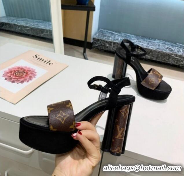 Hot Style Louis Vuitton Platform Sandals 11.5cm in Monogram Canvas and Suede 0321012