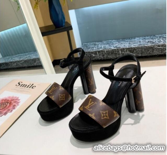 Hot Style Louis Vuitton Platform Sandals 11.5cm in Monogram Canvas and Suede 0321012