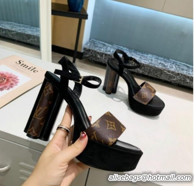 Hot Style Louis Vuitton Platform Sandals 11.5cm in Monogram Canvas and Suede 0321012