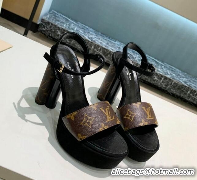 Hot Style Louis Vuitton Platform Sandals 11.5cm in Monogram Canvas and Suede 0321012