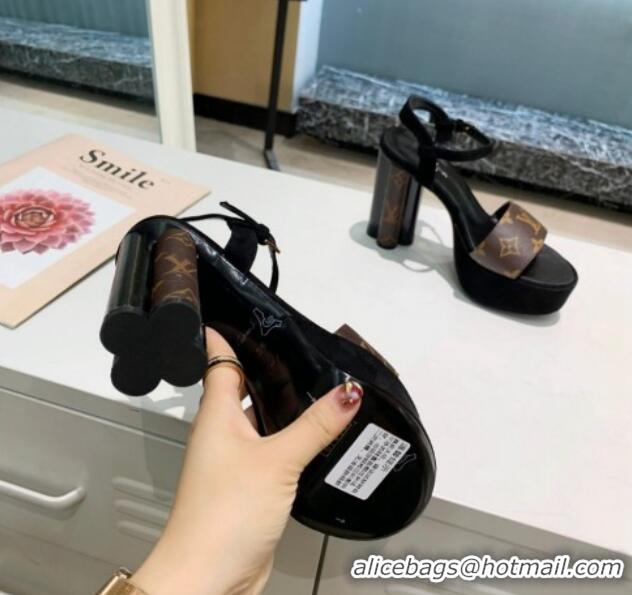 Hot Style Louis Vuitton Platform Sandals 11.5cm in Monogram Canvas and Suede 0321012