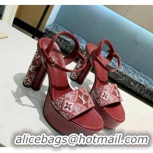 Duplicate Louis Vuitton Since 1854 Platform Sandals 11.5cm Burgundy 321013