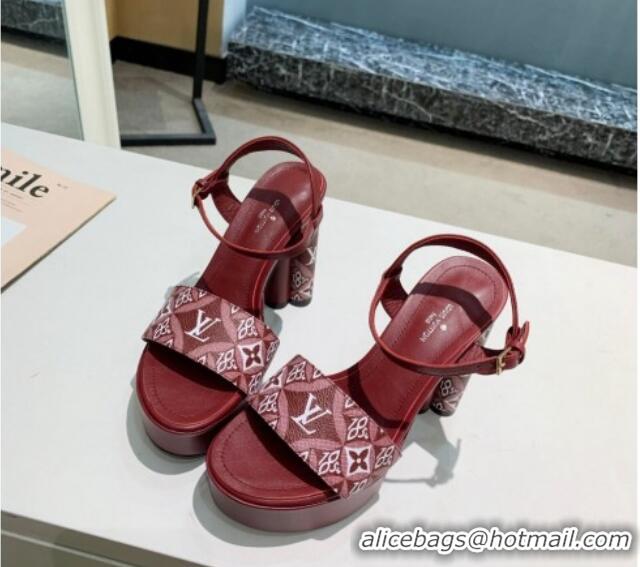 Duplicate Louis Vuitton Since 1854 Platform Sandals 11.5cm Burgundy 321013