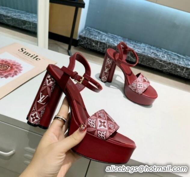 Duplicate Louis Vuitton Since 1854 Platform Sandals 11.5cm Burgundy 321013