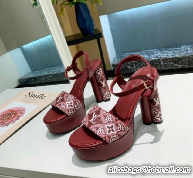 Duplicate Louis Vuitton Since 1854 Platform Sandals 11.5cm Burgundy 321013