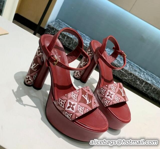 Duplicate Louis Vuitton Since 1854 Platform Sandals 11.5cm Burgundy 321013