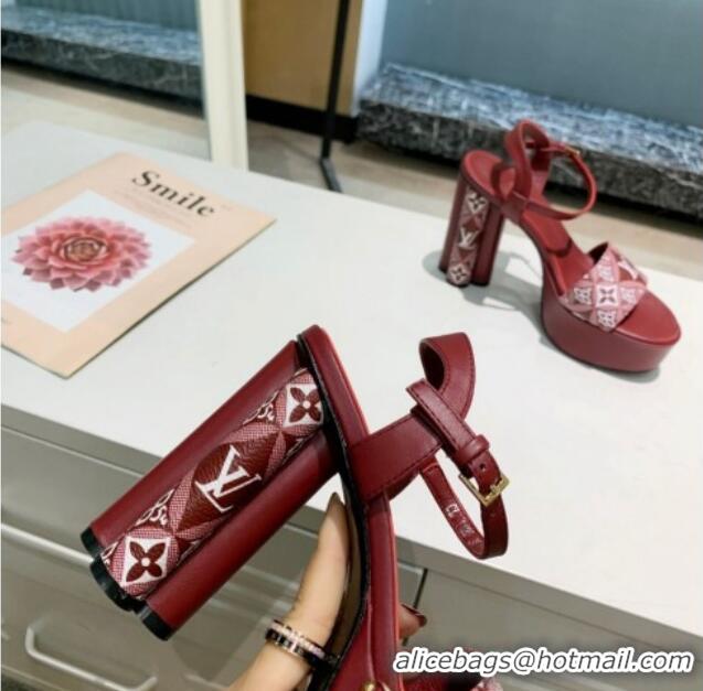 Duplicate Louis Vuitton Since 1854 Platform Sandals 11.5cm Burgundy 321013