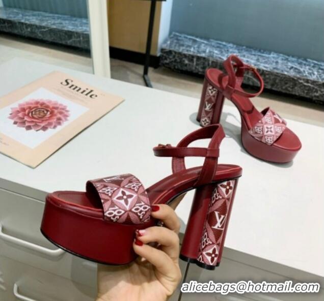 Duplicate Louis Vuitton Since 1854 Platform Sandals 11.5cm Burgundy 321013