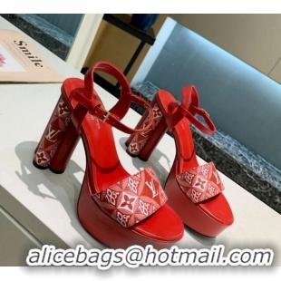 Luxury Cheap Louis Vuitton Since 1854 Platform Sandals 11.5cm Red 0321014