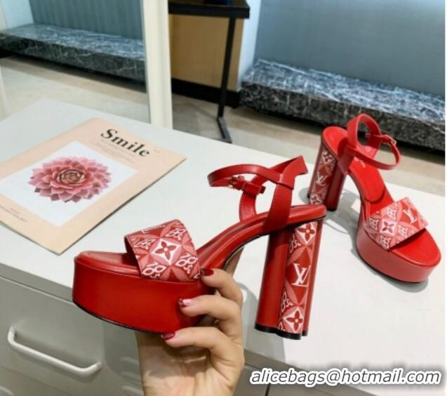 Luxury Cheap Louis Vuitton Since 1854 Platform Sandals 11.5cm Red 0321014