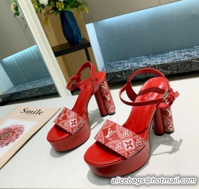 Luxury Cheap Louis Vuitton Since 1854 Platform Sandals 11.5cm Red 0321014