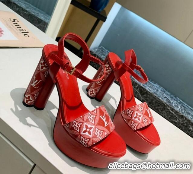 Luxury Cheap Louis Vuitton Since 1854 Platform Sandals 11.5cm Red 0321014