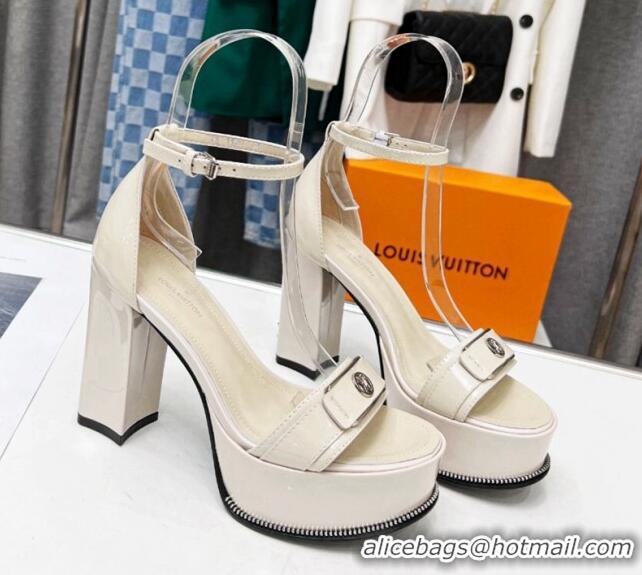 Best Product Louis Vuitton Patent Leather Platform Sandals 12cm White 321016