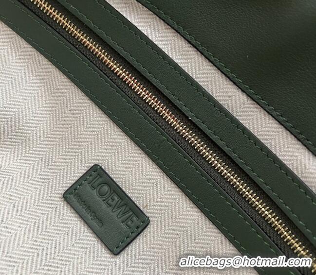 Top Quality Loewe Large Flamenco clutch in nappa calfskin 062350 Bottle Green 2024