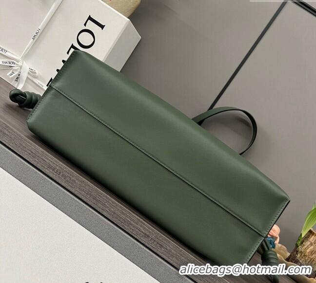 Top Quality Loewe Large Flamenco clutch in nappa calfskin 062350 Bottle Green 2024