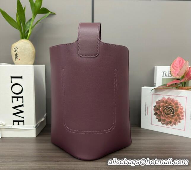 Reasonable Price Loewe Medium Pebble Bucket bag in mellow calfskin 062341 Dark Burgundy 2024