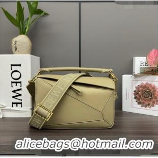 Reasonable Price Loewe Small Puzzle bag in Satin Calfskin with Jacquard Strap 262305 Clay Green 2024