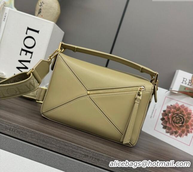 Reasonable Price Loewe Small Puzzle bag in Satin Calfskin with Jacquard Strap 262305 Clay Green 2024