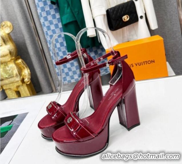 Perfect Louis Vuitton Patent Leather Platform Sandals 12cm Red 321017