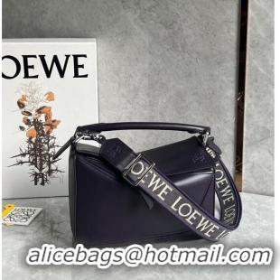 Inexpensive Loewe Small Puzzle bag in Satin Calfskin with Jacquard Strap 061609 Dark Purple 2024