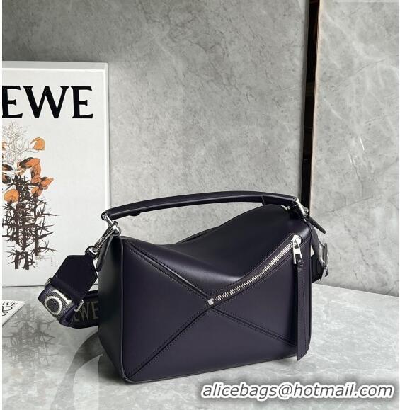 Inexpensive Loewe Small Puzzle bag in Satin Calfskin with Jacquard Strap 061609 Dark Purple 2024