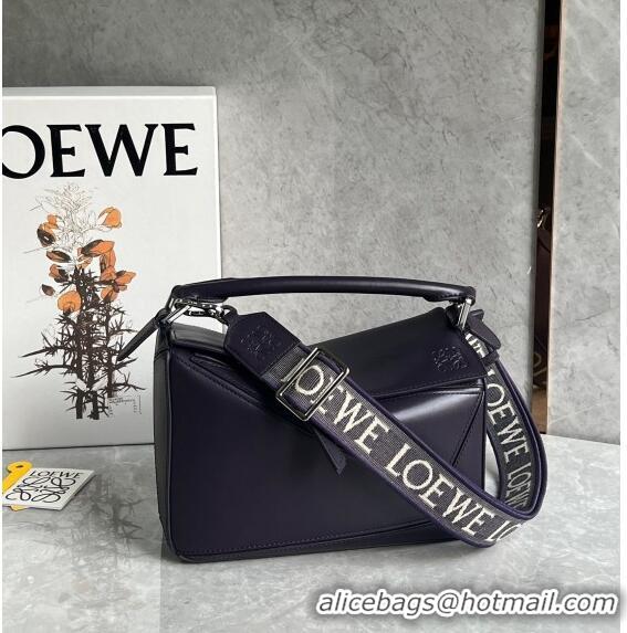 Inexpensive Loewe Small Puzzle bag in Satin Calfskin with Jacquard Strap 061609 Dark Purple 2024