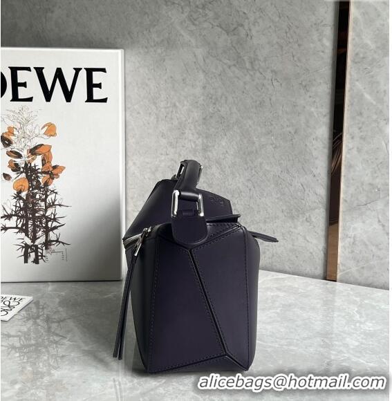 Inexpensive Loewe Small Puzzle bag in Satin Calfskin with Jacquard Strap 061609 Dark Purple 2024